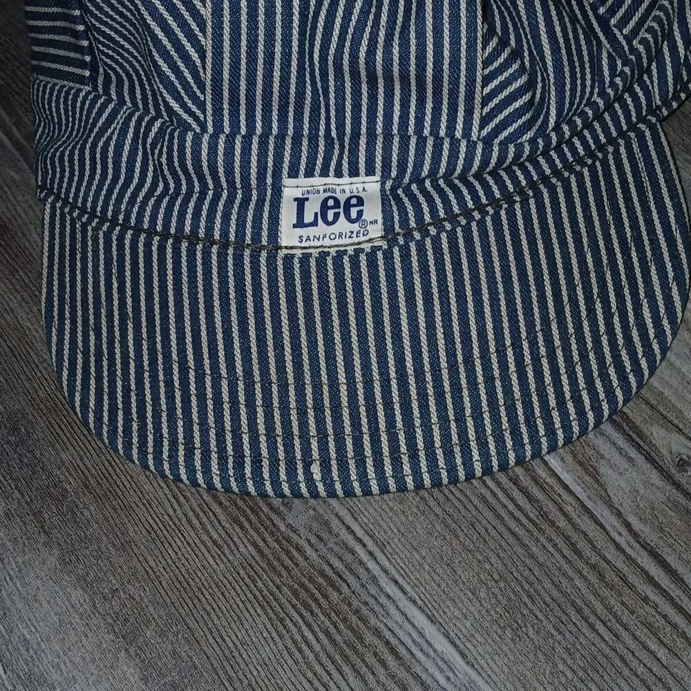 Lee vintage blue white stripe railroad engineer conductor hats Sz 6 3/4